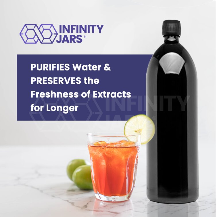 Infinity Jars 1 Liter (34 fl oz) Round Ultraviolet Large Glass Water Bottle 3-Pack