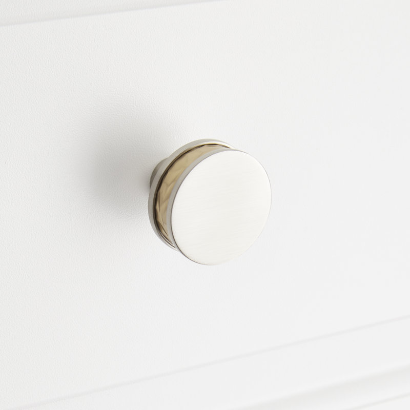 Poignée d'armoire ronde 1-1 / 2 "Lazzara, Nickel satiné / champagne doré