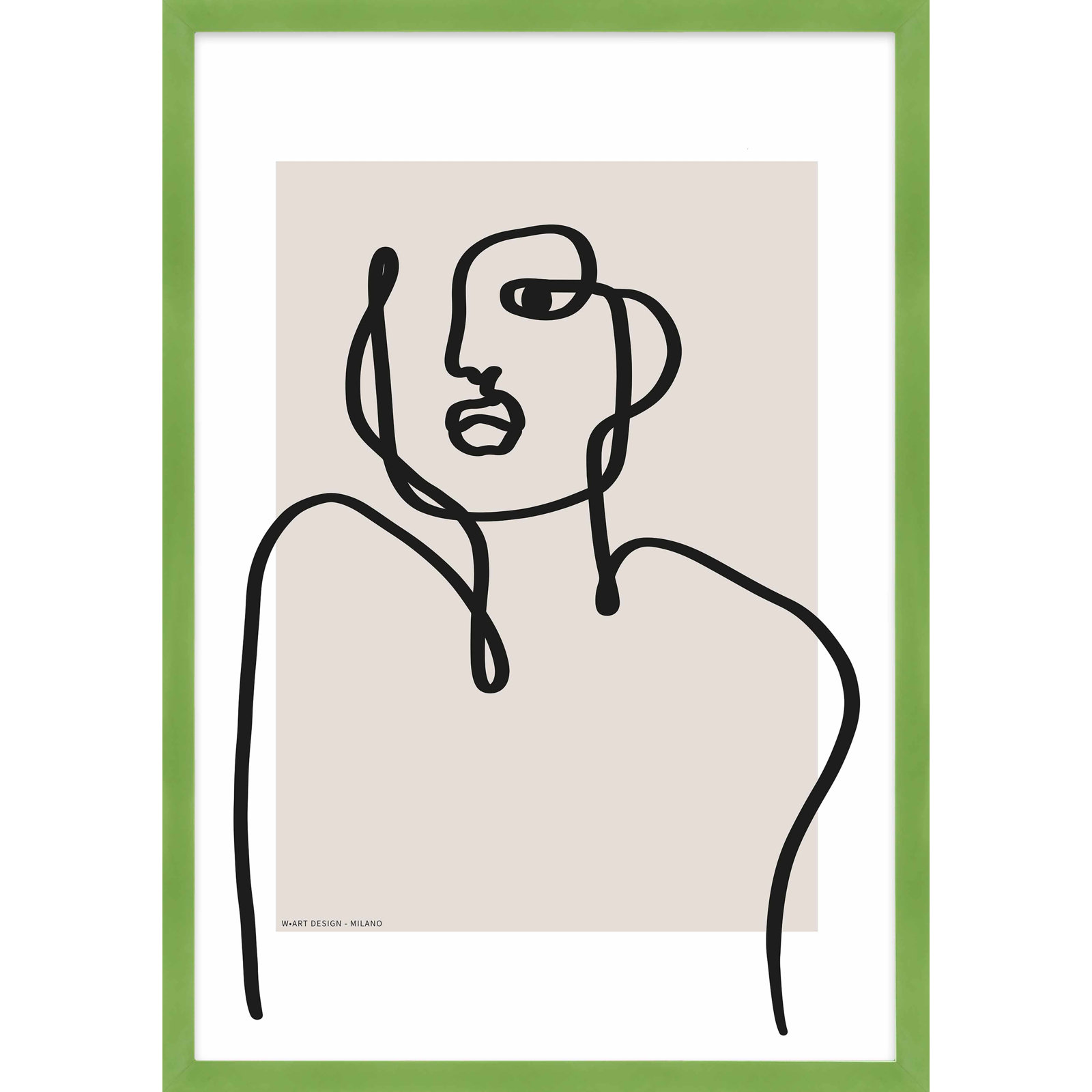 Romina Gadler "Figure and Form 1" Print, 20" H x 14" W x 1.25" D, Lime Green Framed Paper