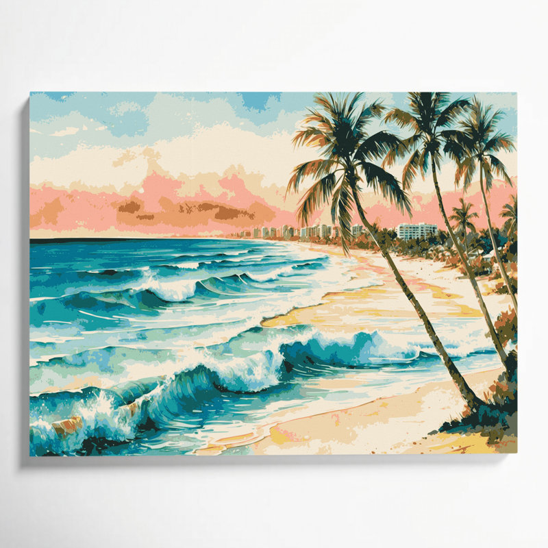 Cities Cancun Beige Canvas Wall Art, 11" H x 14" W