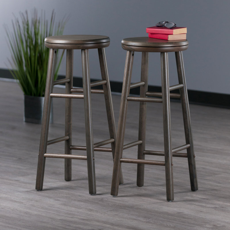 Swivel Solid Wood Bar Stool , Bar Stool (30.20" Seat Height), Oyster Gray