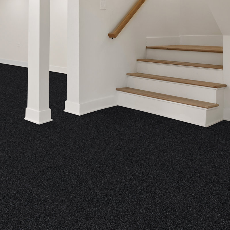 EAZY Floor Asheville Rib 18"x18" Peel and Stick Carpet Tile Anthracite, Anthracite