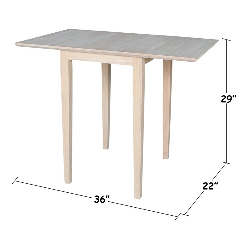 Solid Wood Small Drop Leaf Dining Table, Beige, Gray