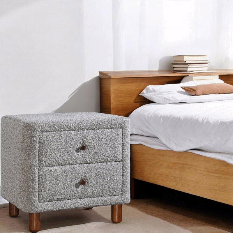 Gray Boucle Nightstand