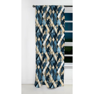 Motif de mosaïque éthéré bleu à motif d'intersections I - rideau occultant géométrique abstrait - 1 panneau