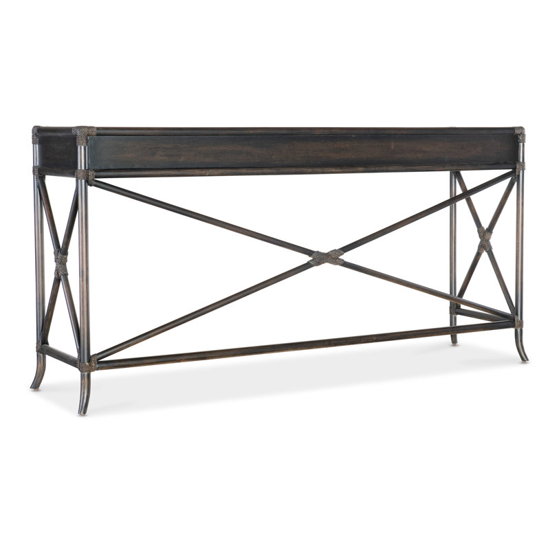 Retreat 73.5" Pole Rattan Console, Black Sand