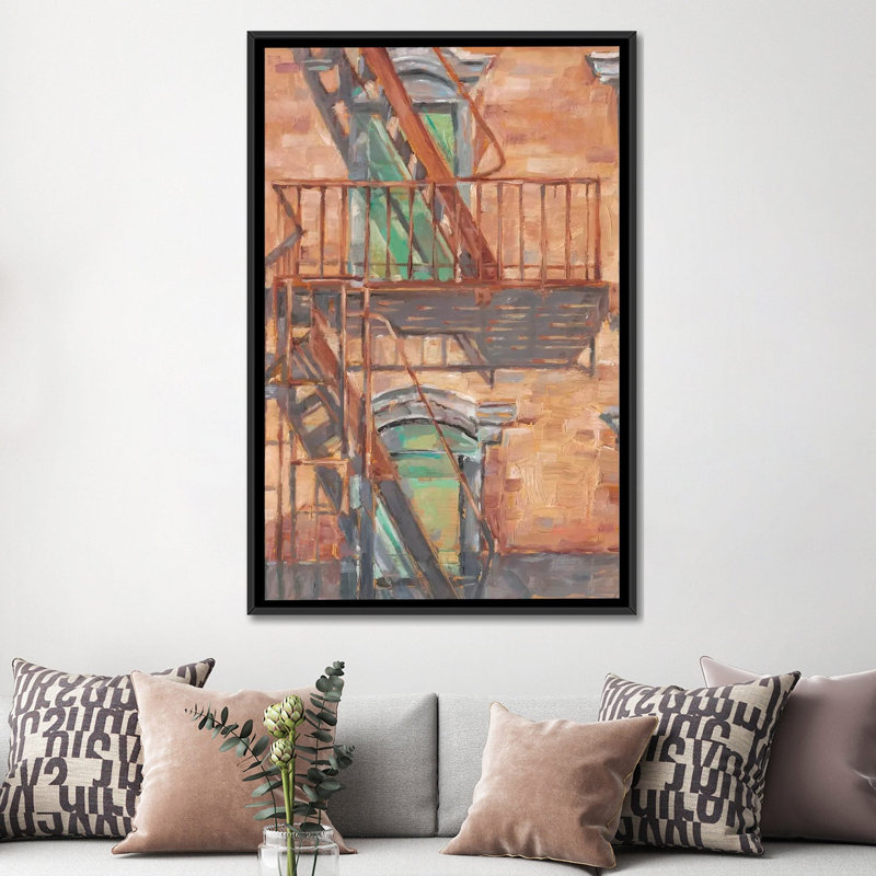 «Urban Facade II» par Ethan Harper - reproduction d'art, H 60 po x l 40po x P 1,5 po, Toile avec cadre noir, Pas de tapis