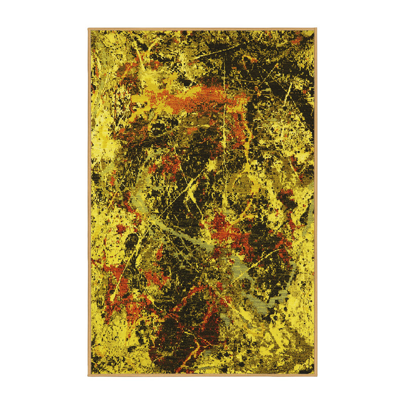 Tapis jaune Mid-Century moderne 2670