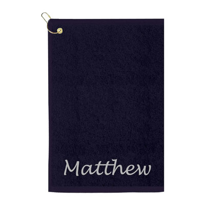 Serviette de golf personnalisée avec nom brodé 16 po x 26 po - Serviettes de golf personnalisées pour sacs de golf pour hommes et femmes - Serviettes de golf en velours de coton moelleux avec pince - Cadeaux pour accessoires de golf pour golfeurs - Aqu
