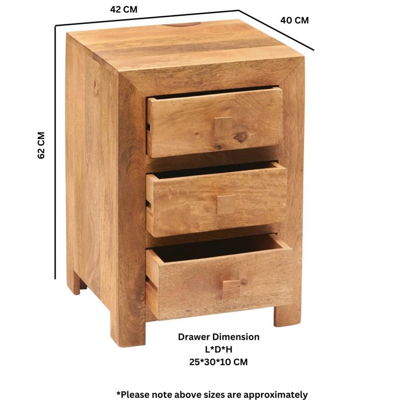 Adeliza 42cm W Solid Wood Bedside Table