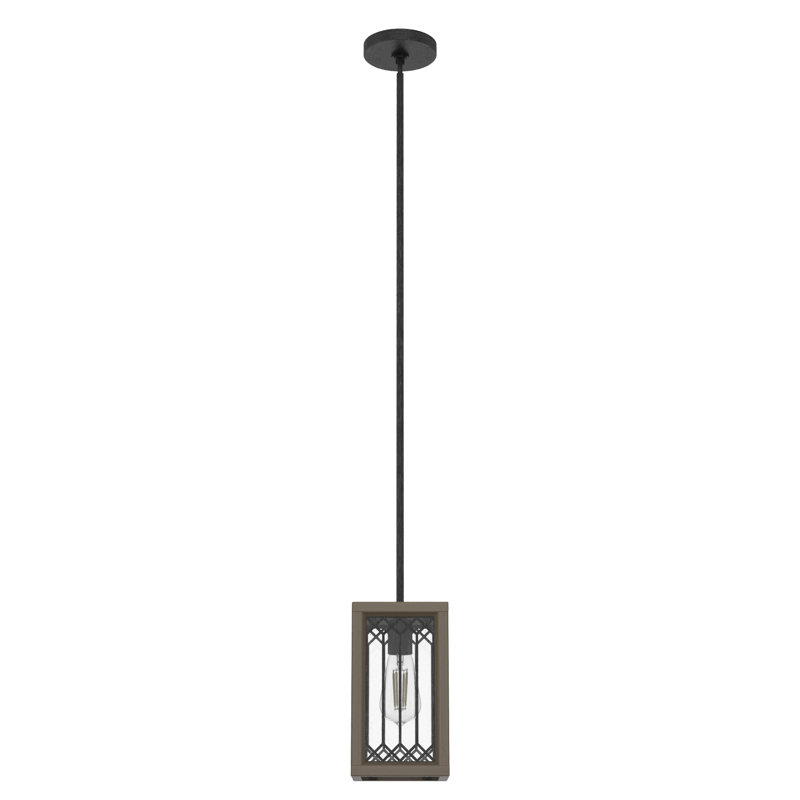 Chevron 1 - Light Single Rectangle Mini Pendant, Rustic Iron