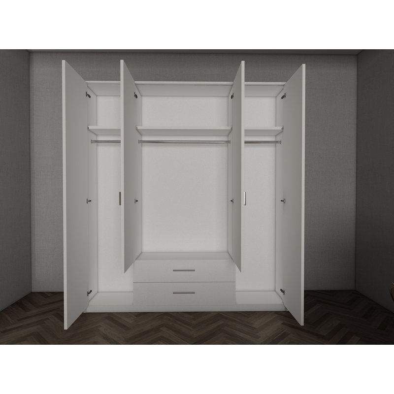 Pamel 4 Door Manufactured Wood Wardrobe, Green