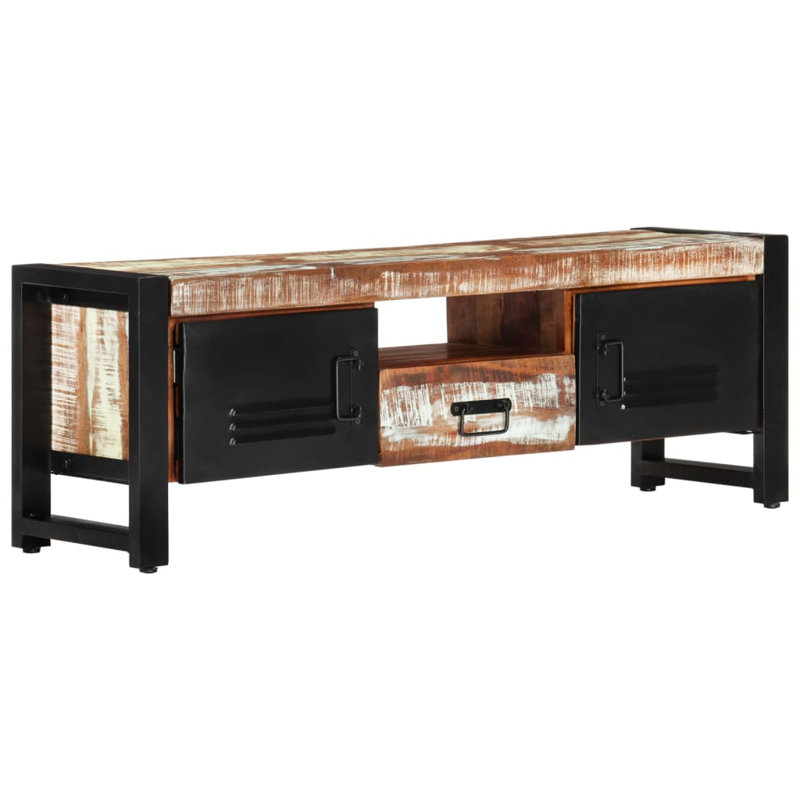 Braymer TV Cabinet 120x30x40 cm Solid Wood, Washed Oak/Black