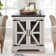 Gracie Oaks 25"H x 24"W Square Farmhouse End Table, with Charging Station and Barn Doors