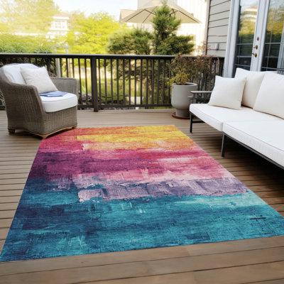 Machine Washable Indoor/Outdoor Claudian ACN1477 Merlot Rug