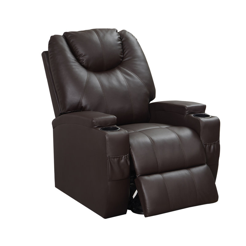 Fauteuil inclinable électrique en cuir Vegan, Similicuir brun