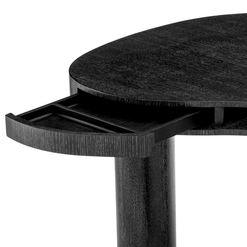 Vence Solid Wood Writing Desk, Charcoal Gray