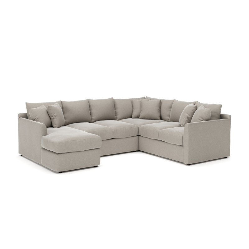 Canapé modulaire en U à 3 pièces de 6 pièces 119 po Cecelia, Tissage natté lin Drusky Sustain®, Orienté à droite