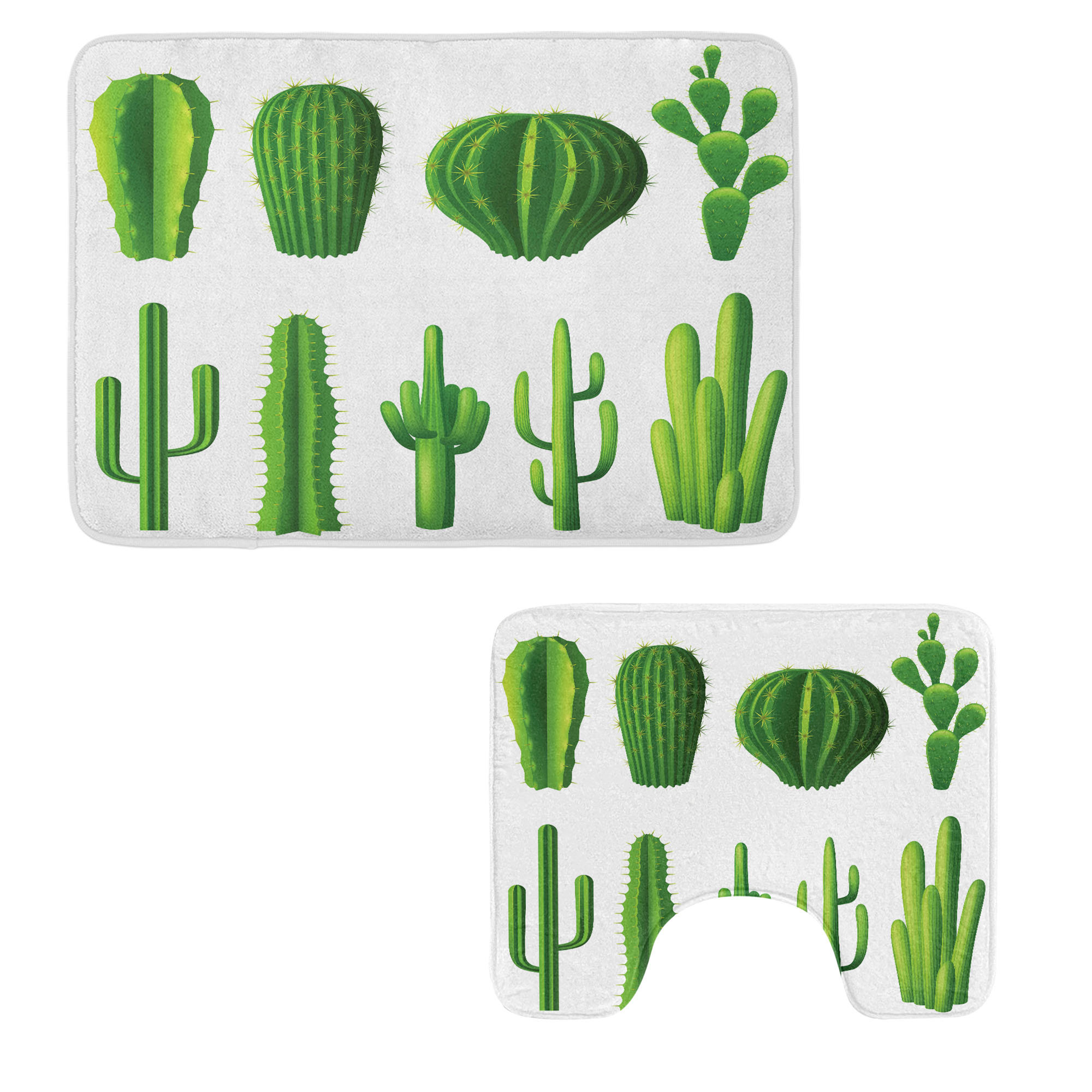 Dakota Fields Cactus Bathroom Rug Set 2 Pieces Rectangle & Contour Mats ...