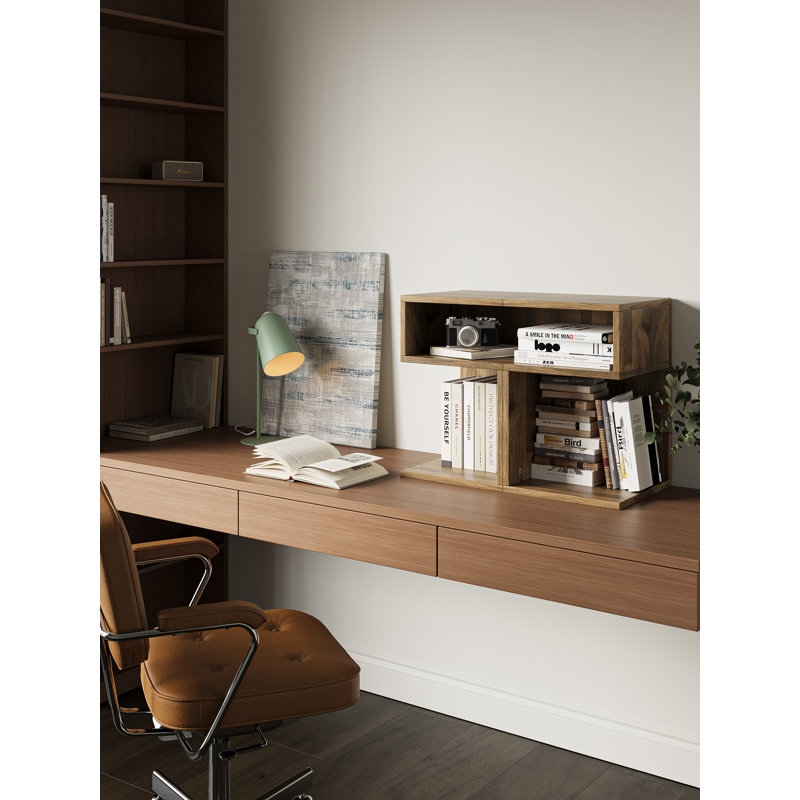 Carfi Modern 2-Tier Compact Bookshelf With Open Cube Design, Brown