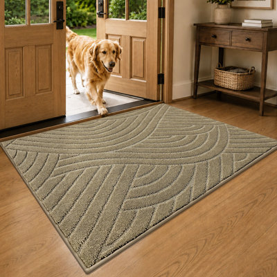 Low-Profile Modern Geometric Polyester Indoor Doormat with Non-Slip Backing