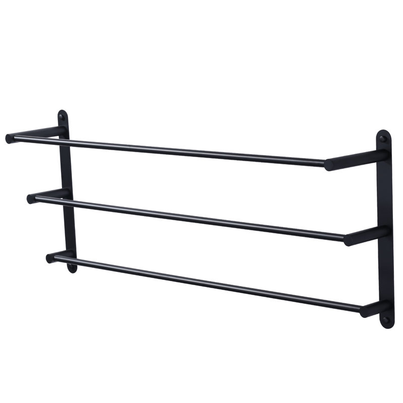 3-Tier Stainless Steel Wall Mounted Towel Rack With Concealed Mounting Hardware, Noir mat, 12.6" H x 24" W x 5.2" D