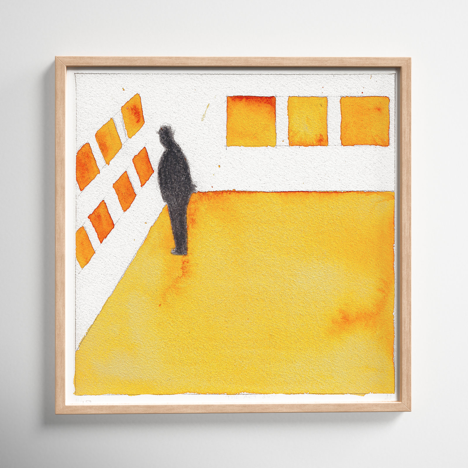 Art Guy by Simon Schneiderman, 16" H x 16" W, Maple Framed