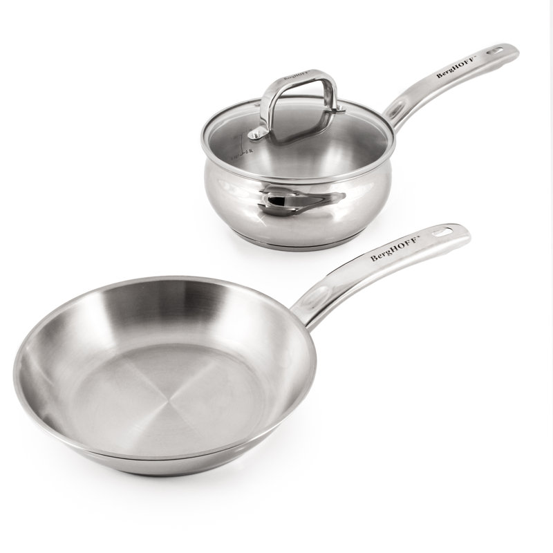 Ensemble de casseroles et casseroles avec couvercle en verre en acier inoxydable 18/10 3 pièces BergHOFF Belly Shape