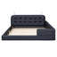 Grand lit plateforme tapissier avec 2 lampes de lecture, noir