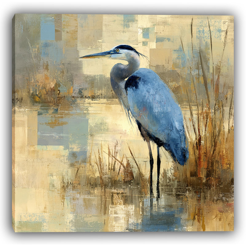 Reflections of a Heron - Art mural sur toile tendue, H 30 po x l 30 po