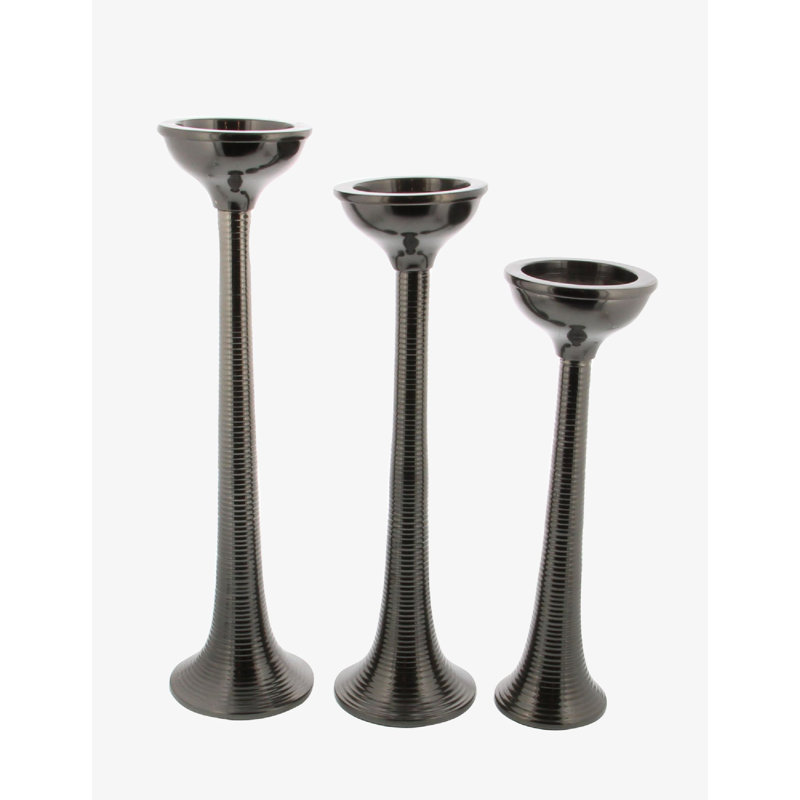Campuzano Metal Tabletop Candlestick, Gray