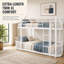 Lit superposé en métal Sheneza Twin XL Over Twin XL avec barrières de sécurité pleine longueur, échelle intégrée et lattes de support de matelas