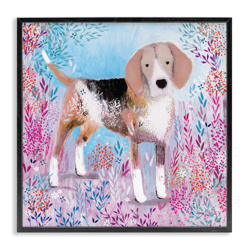 Estampe numérique Hound Dog Soft & Whimsical, conçue par Clare Tupper, H 12 po x l 12 po, Giclée encadrée noir minuit