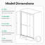 Porte de salle de bain double coulissante 56 "à 60", H 72 ", verre trempé, noir mat, douche lisse à fonctionnalité l 56" à 60 "x H 72", cloison de 6 mm-124069826