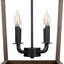 Luminaire suspendu noir mat 4 lumières Archita avec décor en faux bois, ampoules incluses