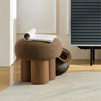 Tabouret de champignon, coussin, tuyau en PVC et tonneau en bois (un seul repose-pieds)