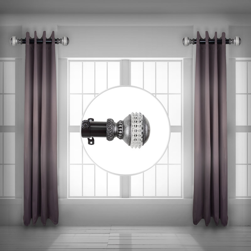 Cirillo Stainless Steel Single Curtain Rod, 1.5" H x 18" W x 1.5" D, Black