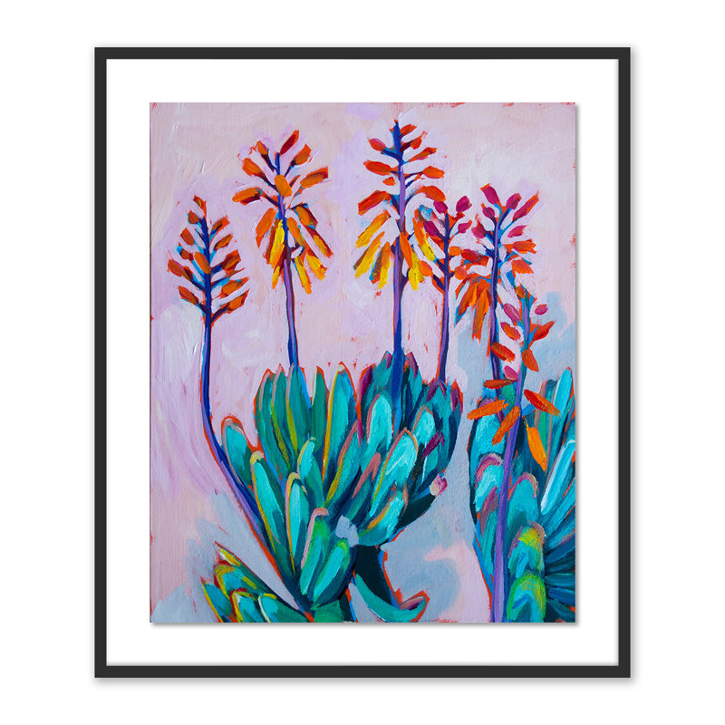 Fan Aloe Painting by Sari Shryack, Black, 24" H x 20" W x 1.5" D