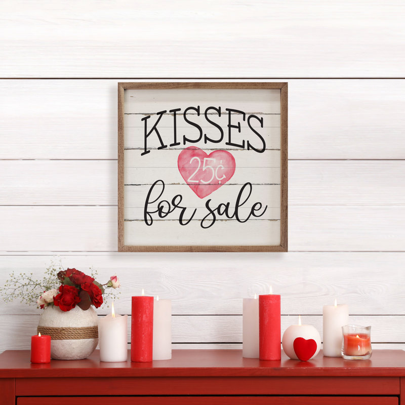 Bisous à vendre cœur blanc délavé, H 16 po x l 16 po