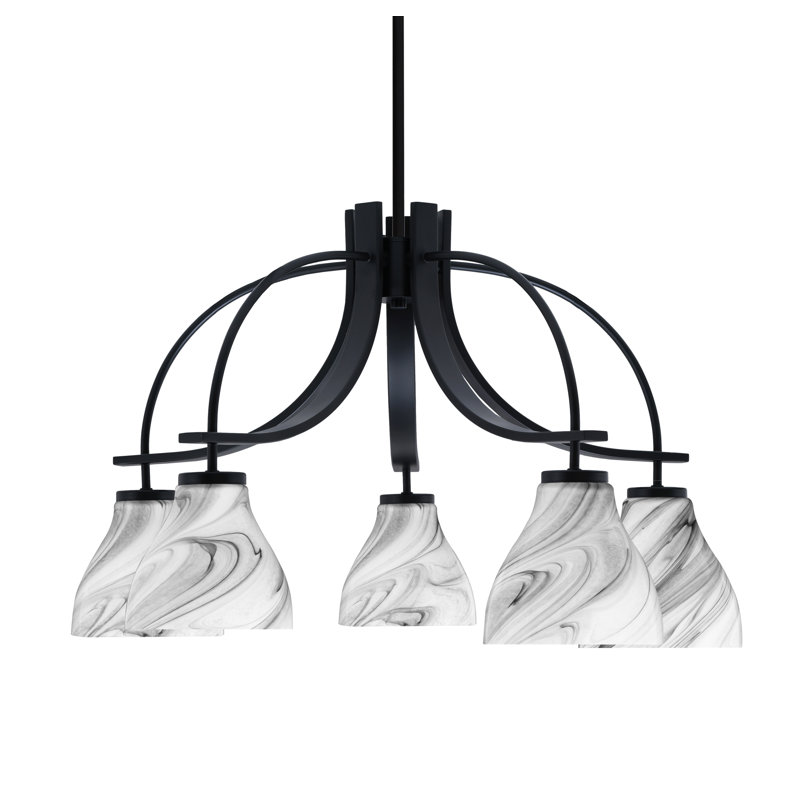 Lustre encastré avec lumière onyx Cavella, H 16,5 po x l 27,75 po x P 27,75 po, Noir mat, 5