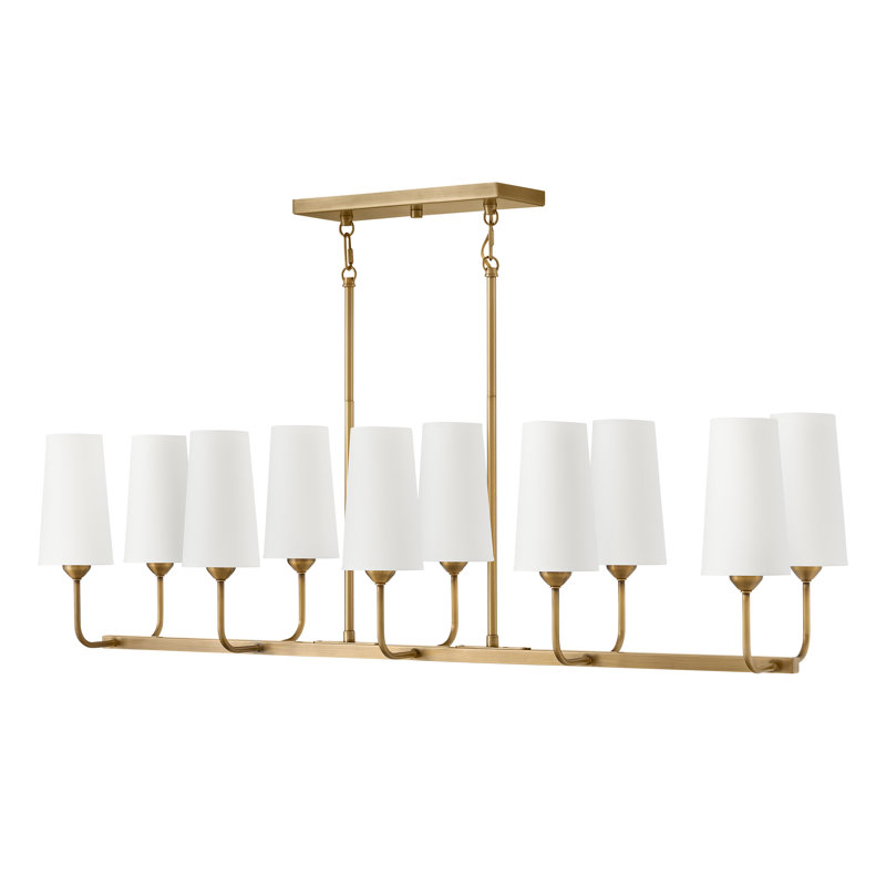 10 - Light Dimmable Chandelier, Heritage Brass
