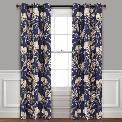 Farmhouse Bird And Flower Curtain Pair