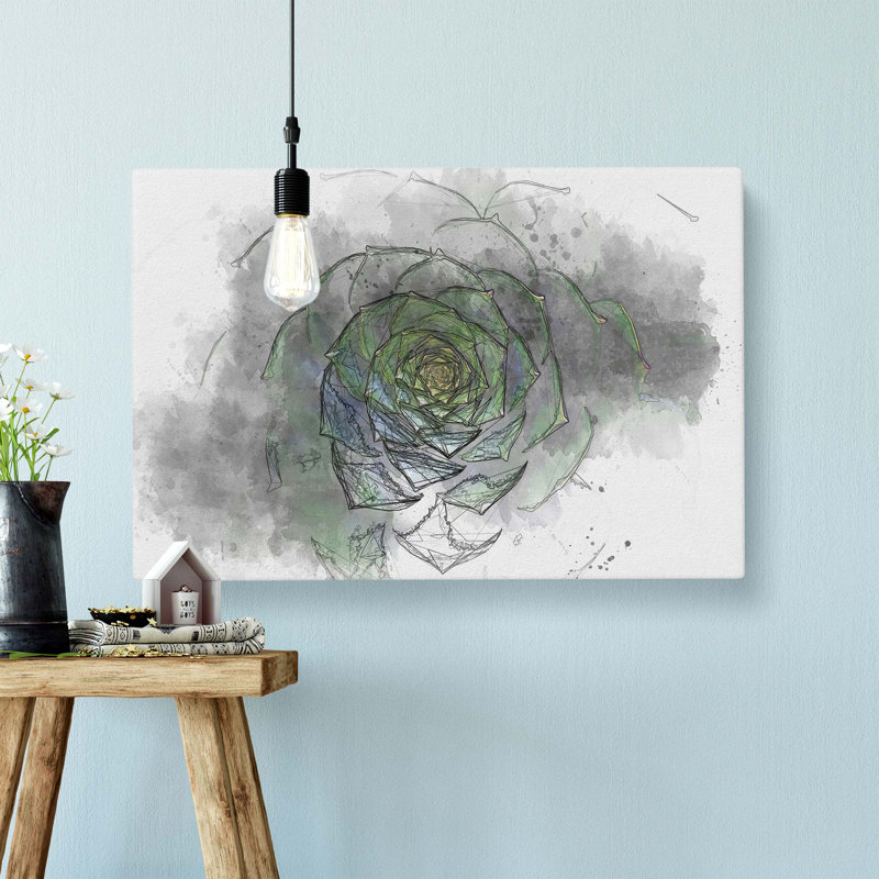 Dark Green Succulent Plant in Abstract - Wrapped Canvas, 40.6 cm H x 61 cm W
