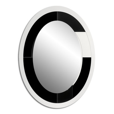 Bauhaus Black And White Circular Minimalism I - Black Oval Wall Mirror Decor