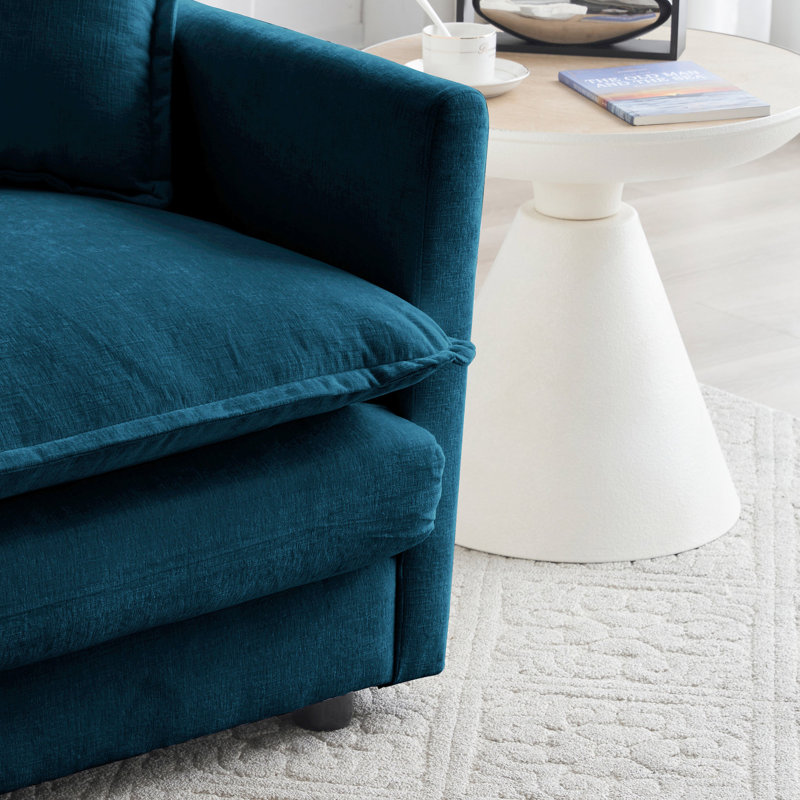 Canapé modulaire en chenille bleu 4