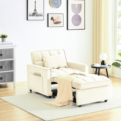 Modern Dark Grey Bed , Serpentine Springs For Durability Folding Brown Wood Tone, Living Rooms