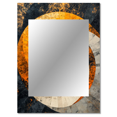 Black Golden Vortex Geometric Spiral II - Geometric Wall Mirror, Black Decorative Mirror, Printed Metal Art