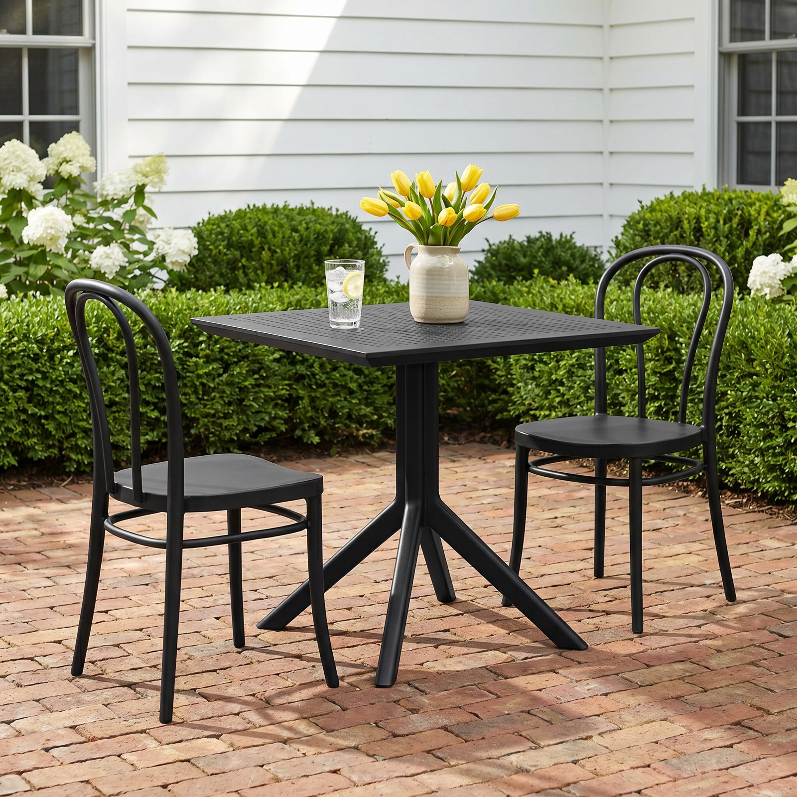 Farrah 60" Patio Bistro Set, Black