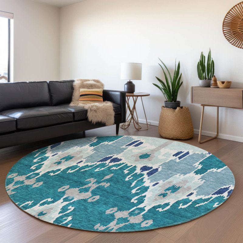 Tapis d'entrée / extérieur antidérapant Caziyah, Rond 8 pi