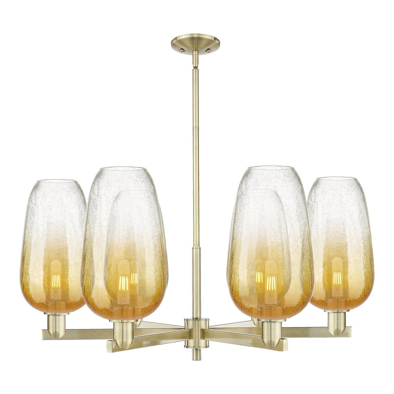Lustre suspendu 6 lumières Gateshead, Ambre, Laiton antique